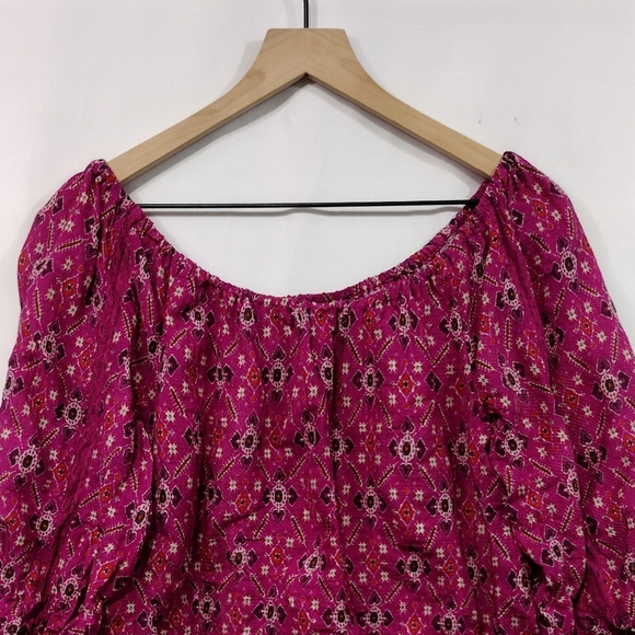 By Anthropologie Off-The-Shoulder Floral Blouse Women's S Purple Artsy Boho - Picture 4 of 11